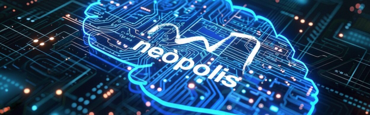 Cervell digital amb el logotip de Neòpolis que il·lustra la formació en IA per a ajuntaments i equips municipals.